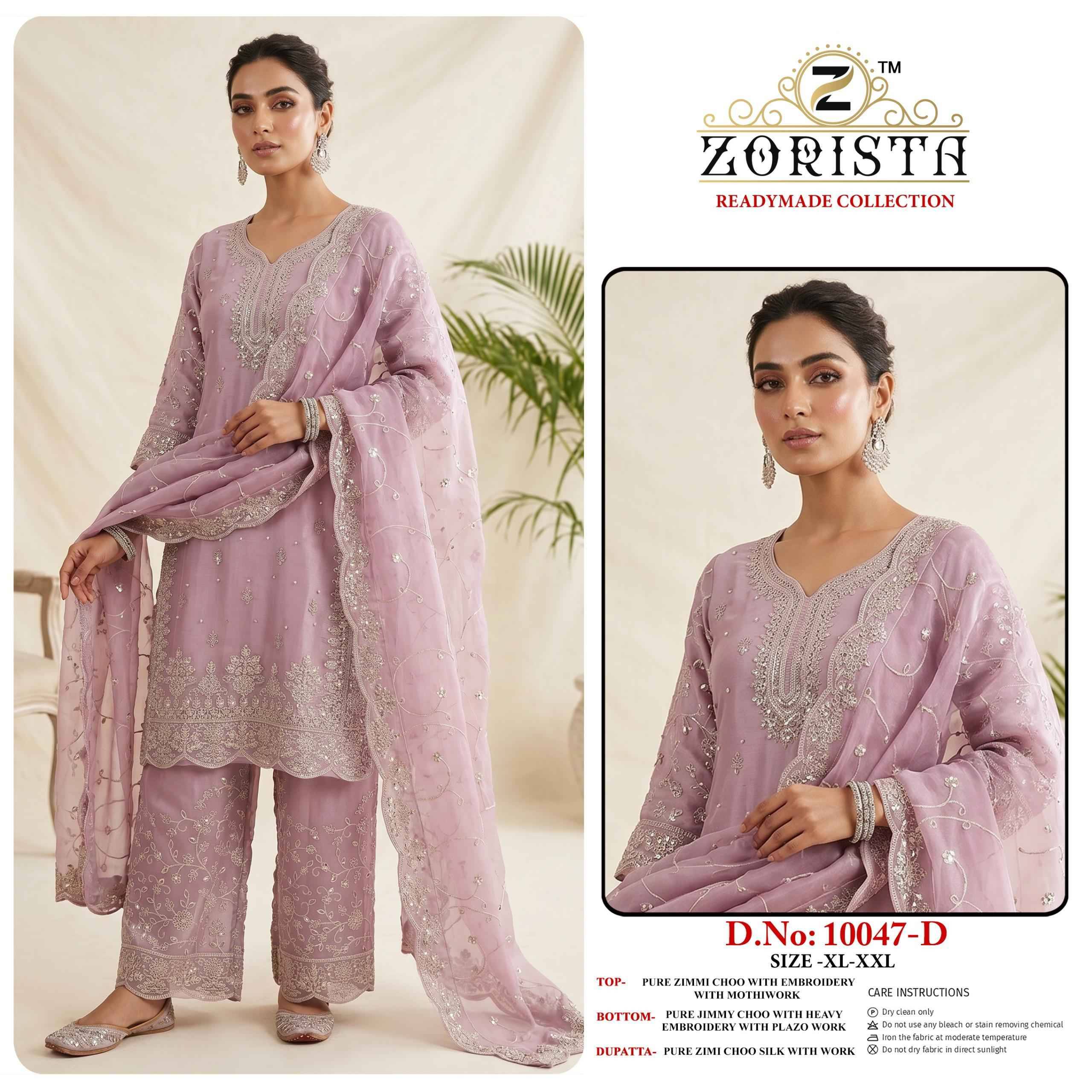 10047 Series By ZORISTA REDAYMADE  Pakistani Stylish Beautiful Colourful Printed & Embroidered Party Wear & Occasional Wear PURE ZIMMI CHOO Dresses At Wholesale Price